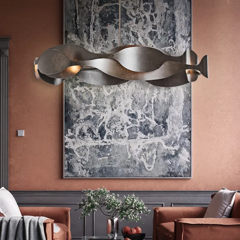 Italian Luxury Pendant Light Living Room Metal Window Artistic Sense Restaurant Hanging Lamp Hotel Lobby LED Lighting Chandelier - Image 3