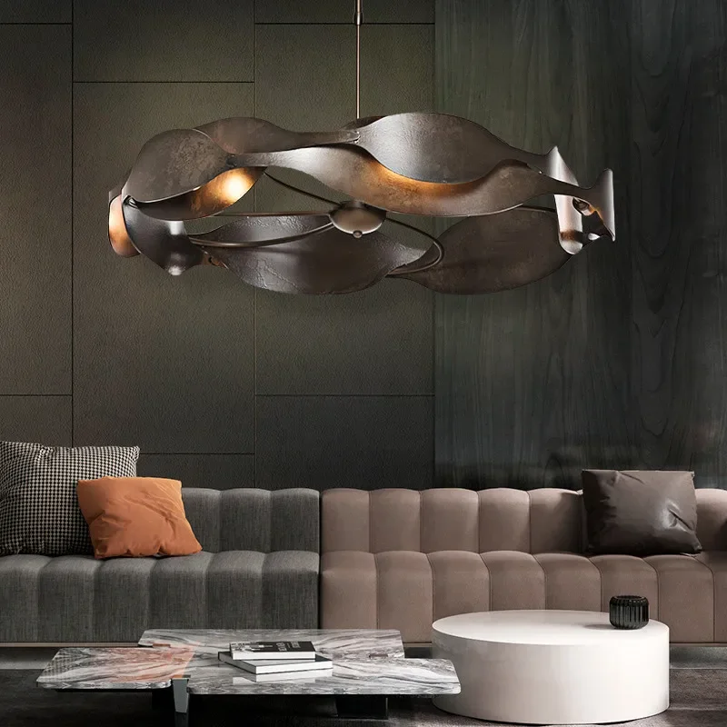 Italian Luxury Pendant Light Living Room Metal Window Artistic Sense Restaurant Hanging Lamp Hotel Lobby LED Lighting Chandelier - Image 5