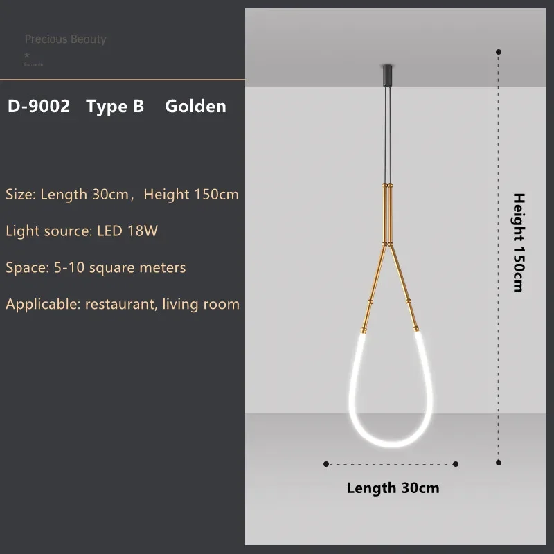 Italian New Restaurant LED Chandelier Modern Villa Living Room Creative Hanging Lamp Simple Line Lights Duplex Floor Chandeliers - Image 14