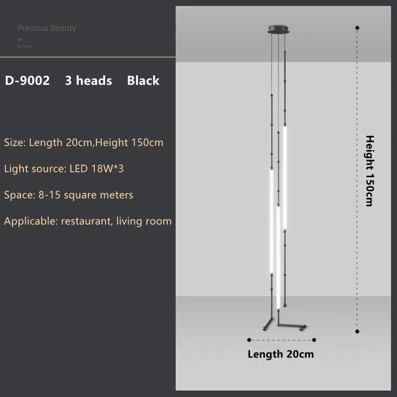 Italian New Restaurant LED Chandelier Modern Villa Living Room Creative Hanging Lamp Simple Line Lights Duplex Floor Chandeliers - Image 8