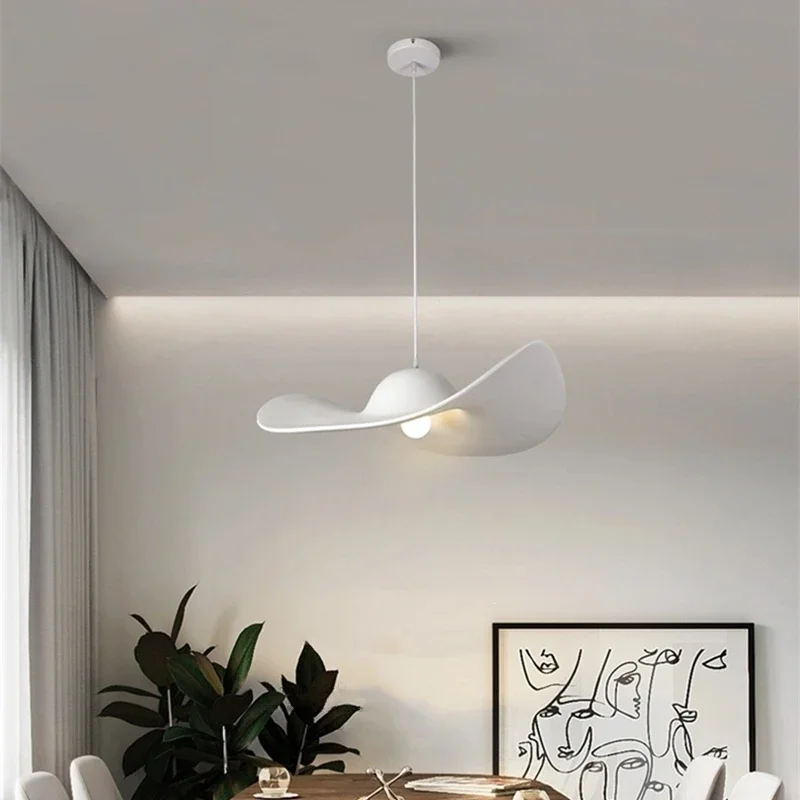 Italian Style LED Pendant Lamp For Kitchen Living Room Attic Bedroom Homestay Resin Straw Hat E27 Chandelier Home Improvement - Image 6