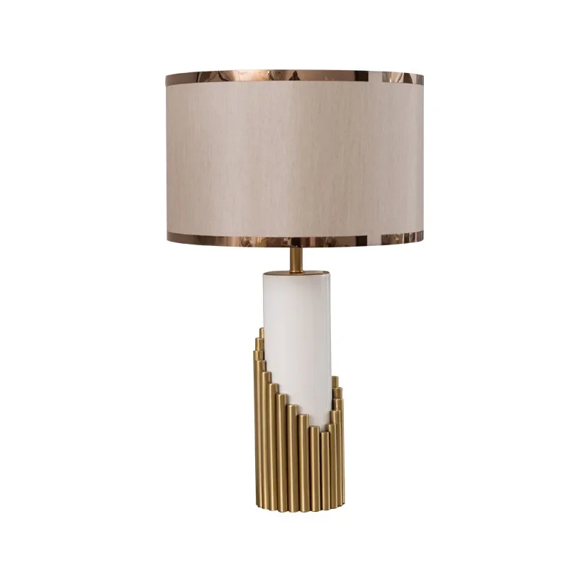 Italy Design High Quality Table Lamp Led Desk Light with Marble Foot Fabric Shade - Image 5