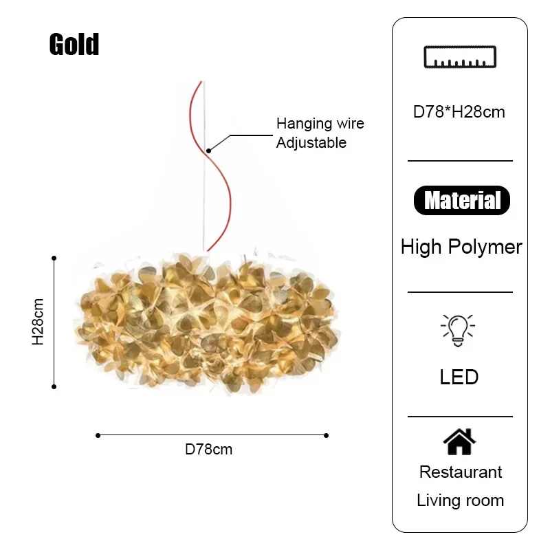Italy Petal Lustre Led Chandelier Ceiling Pendant Lamps Suspension Hanging Light Fixture Indoor - Image 10