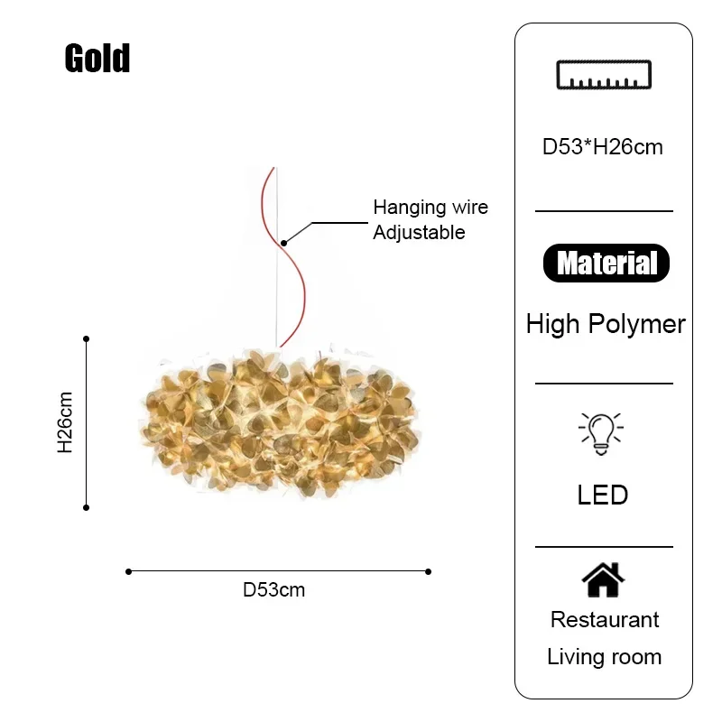 Italy Petal Lustre Led Chandelier Ceiling Pendant Lamps Suspension Hanging Light Fixture Indoor - Image 8