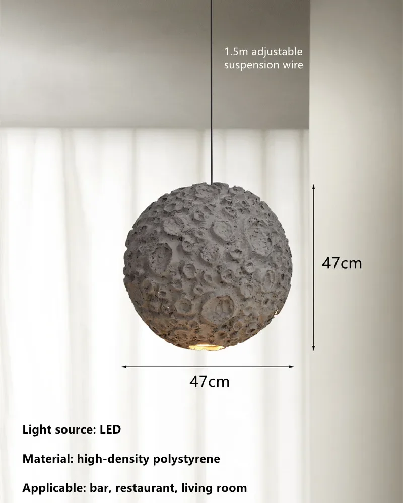 Japanese Wabi Sabi Style Chandelier Living Room Lamp Dining Room Coffe Store Planet Designer Grey Pendant Lamps Loft Decor Light - Image 7