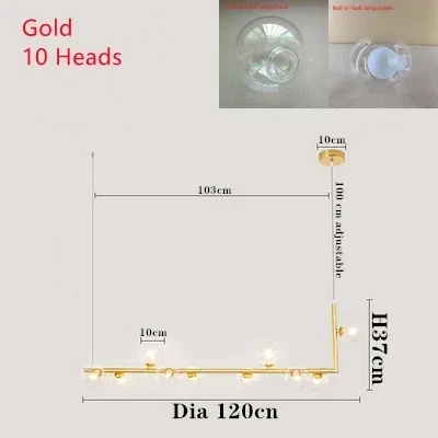 Kitchen Island Ceiling Chandelier Dining Table Glass Pendant Lamp Led Suspension Luminaire Hanging Light - Image 13