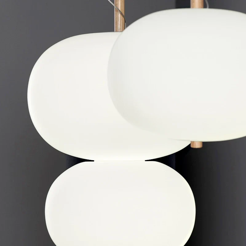 Kobuc Design nordique salon suspension avec grande boule ronde abat-jour en verre créatif bois lustre salle à manger chevet - Image 5