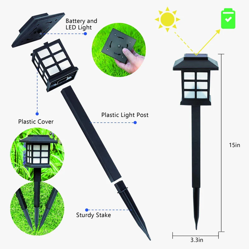 La voie solaire extérieure de la lampe LED allume la décoration imperméable de luminaire de paysage pour l'éclairage de jardin/cour/Patio/passerelle - Image 2
