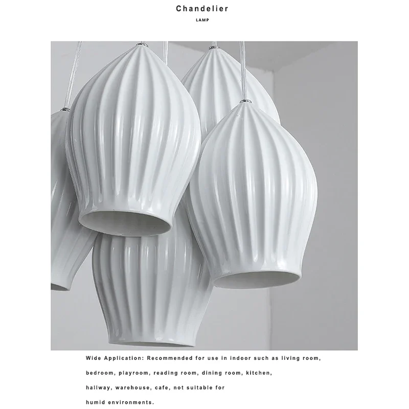 Lamp 3/5 Light Mid Century Pendant Lighting Kitchen Island White Ceramic Cluster Pendant Lights Small Milk Chandelier Vintage - Image 5