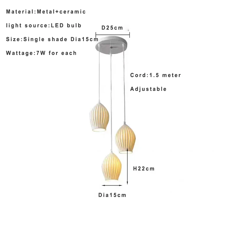 Lamp 3/5 Light Mid Century Pendant Lighting Kitchen Island White Ceramic Cluster Pendant Lights Small Milk Chandelier Vintage - Image 9