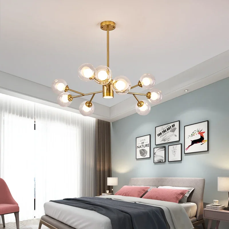 Lamp 9-Light Glass Chandelier,Modern Ceiling Lighting Fixture For Kitchen Dining Room Living Room Bedroom Office Restaurant Bar - Image 2