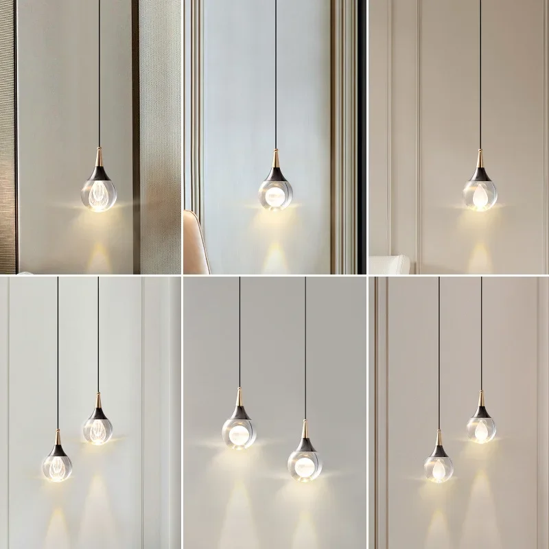 Lamp Globe Crystal Pendant Light 1-Light Mini Pendant Lighting For Kitchen,Teardrop Crystal Pendant Lamp For Bedroom Dining Roo - Image 6