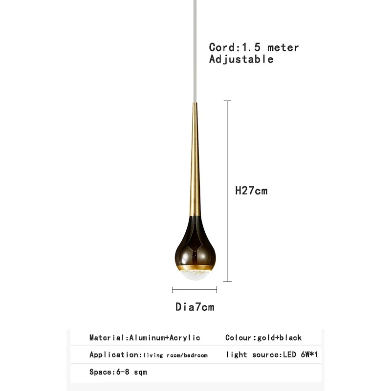 Lamp Minimalist Design Modern Pendant Light, LED Pendant Lighting For Bedroom Living Room Bathroom, Restaurant Single Hanging - Image 7