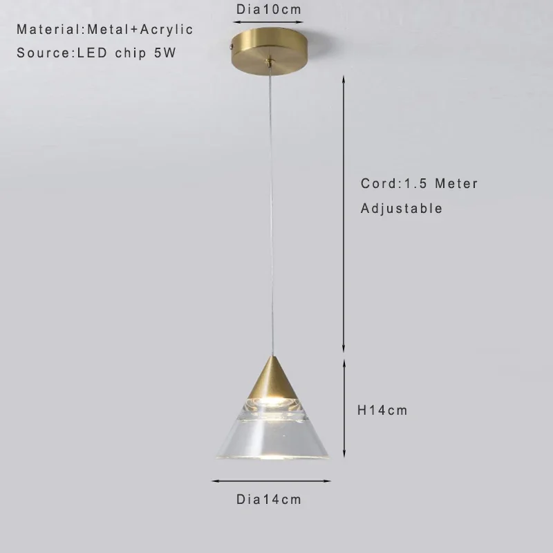 Lamp Modern Acrylic Pendant Light Fixtures Gold, Mini Pendant Lighting For Kitchen Island, Dining Room, Bedroom, Hallway, Kitch - Image 7