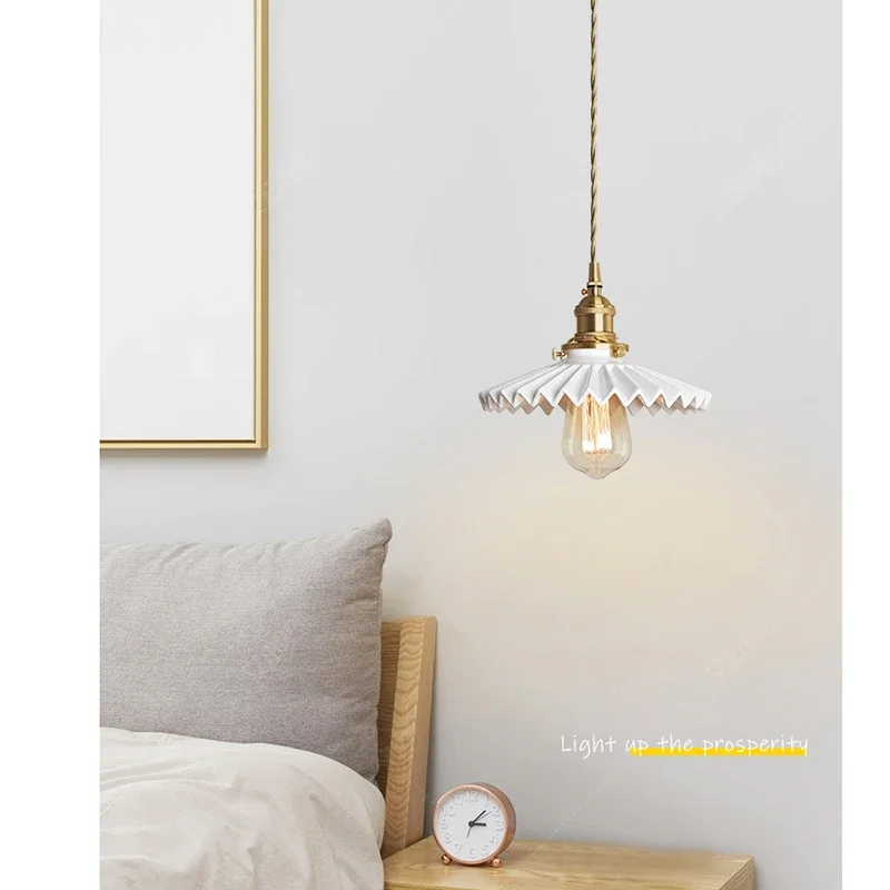 Lamp Modern LED Minimalist Creative Pendant Light, White Ceramic Pendant Lamp For Bedroom Bedside Bar Living Room Kitchen Isla - Image 2