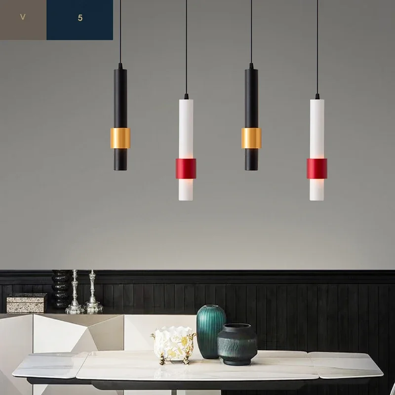Lamp Modern LED Pendant Light Fixtures, 1-Light Adjustable Cylindrical Ceiling Hanging Light, Black And White Finish Mini Penda - Image 2