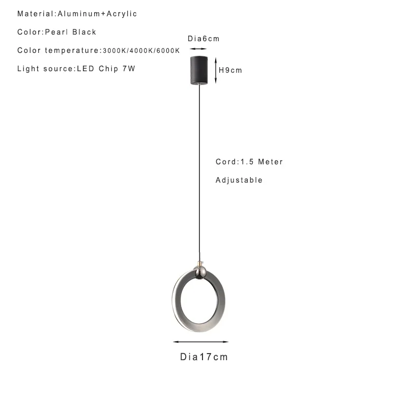 Lamp Modern LED Pendant Light Fixtures, Ring Pendant Lighting For Bedroom Bathroom Living Room, Small Hanging Pendant Light - Image 7