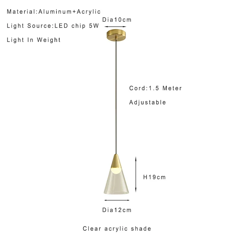 Lamp Modern Pendant Light, 1-Light Gold LED Pendant Light Fixture For Kitchen Island Bedroom Hallway Dining Room Living Room Ca - Image 8