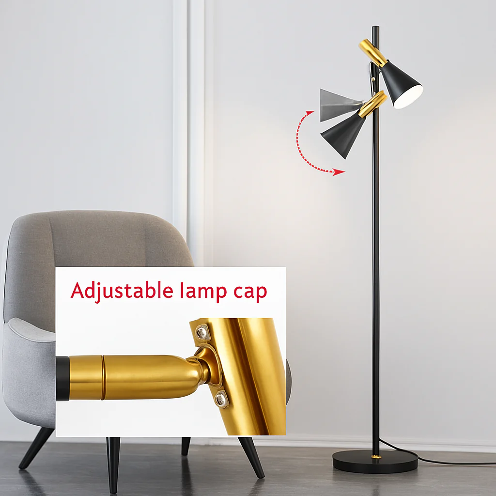 lampadaire à double led doré style vintage en marbre - Image 4