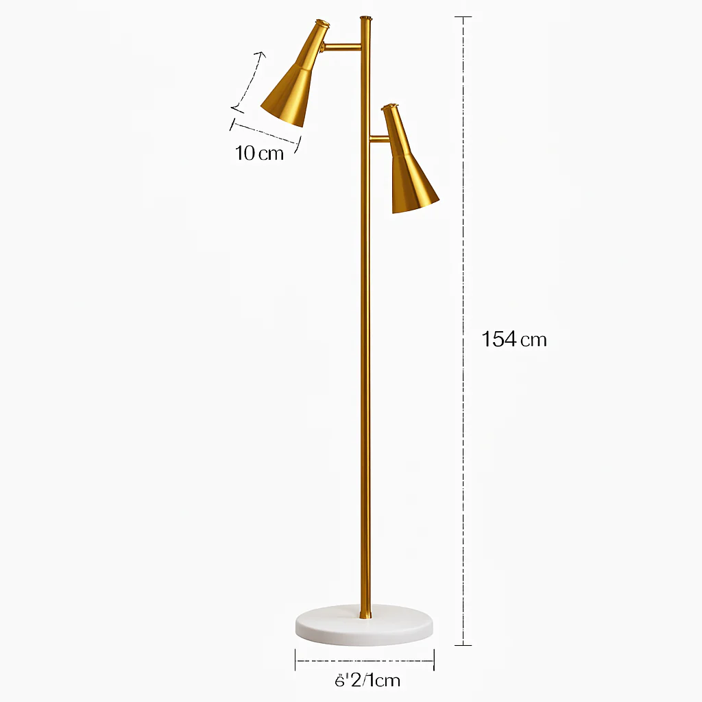lampadaire à double led doré style vintage en marbre - Image 8