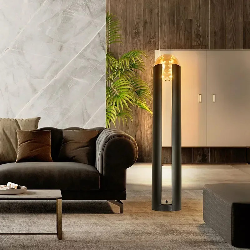 lampadaire moderne en fer et verre avec lumière led décorative - Image 3