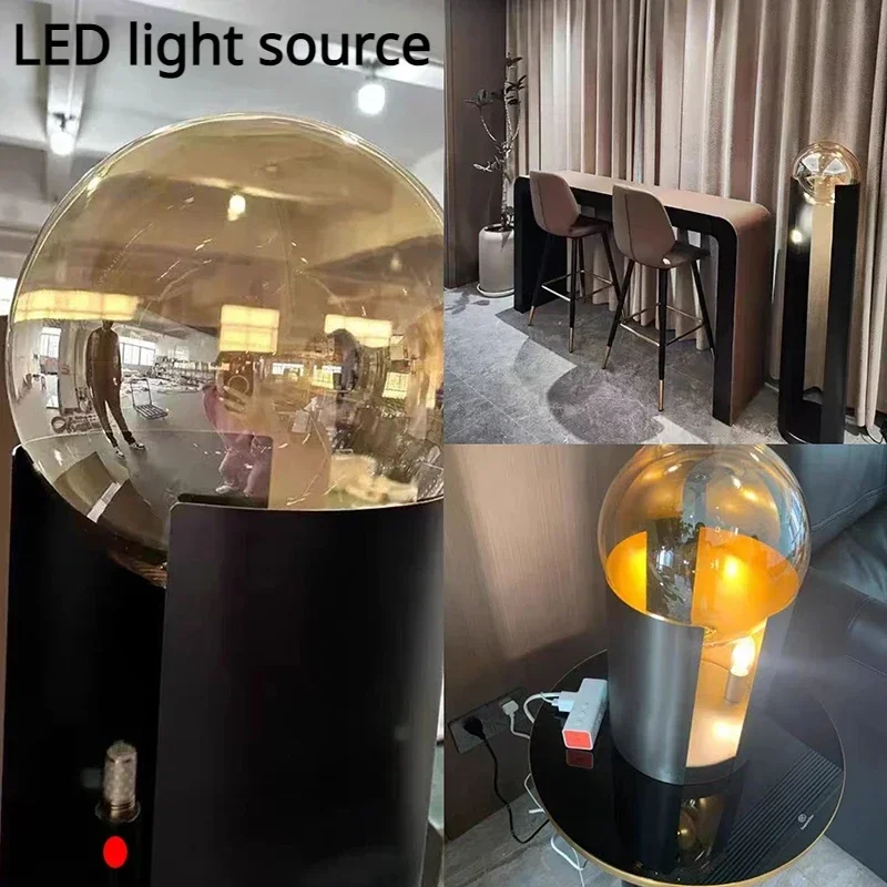lampadaire moderne en fer et verre avec lumière led décorative - Image 5