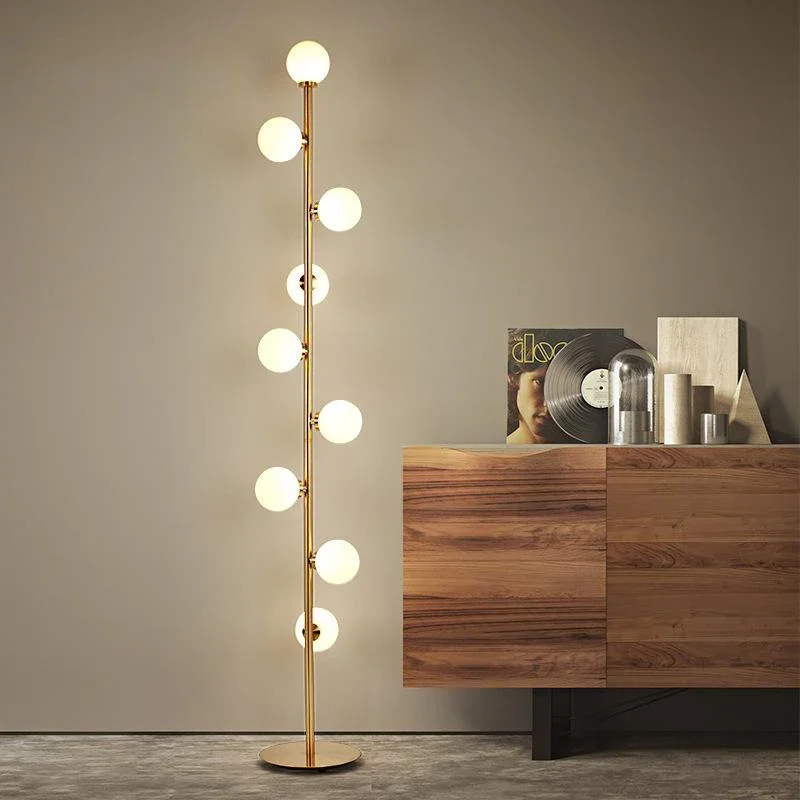 lampadaire moderne en verre doré pour décoration intérieure nordique