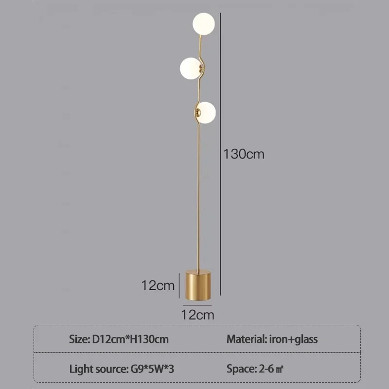 lampadaire post-moderne design nordique à trois têtes en verre blanc - Image 8