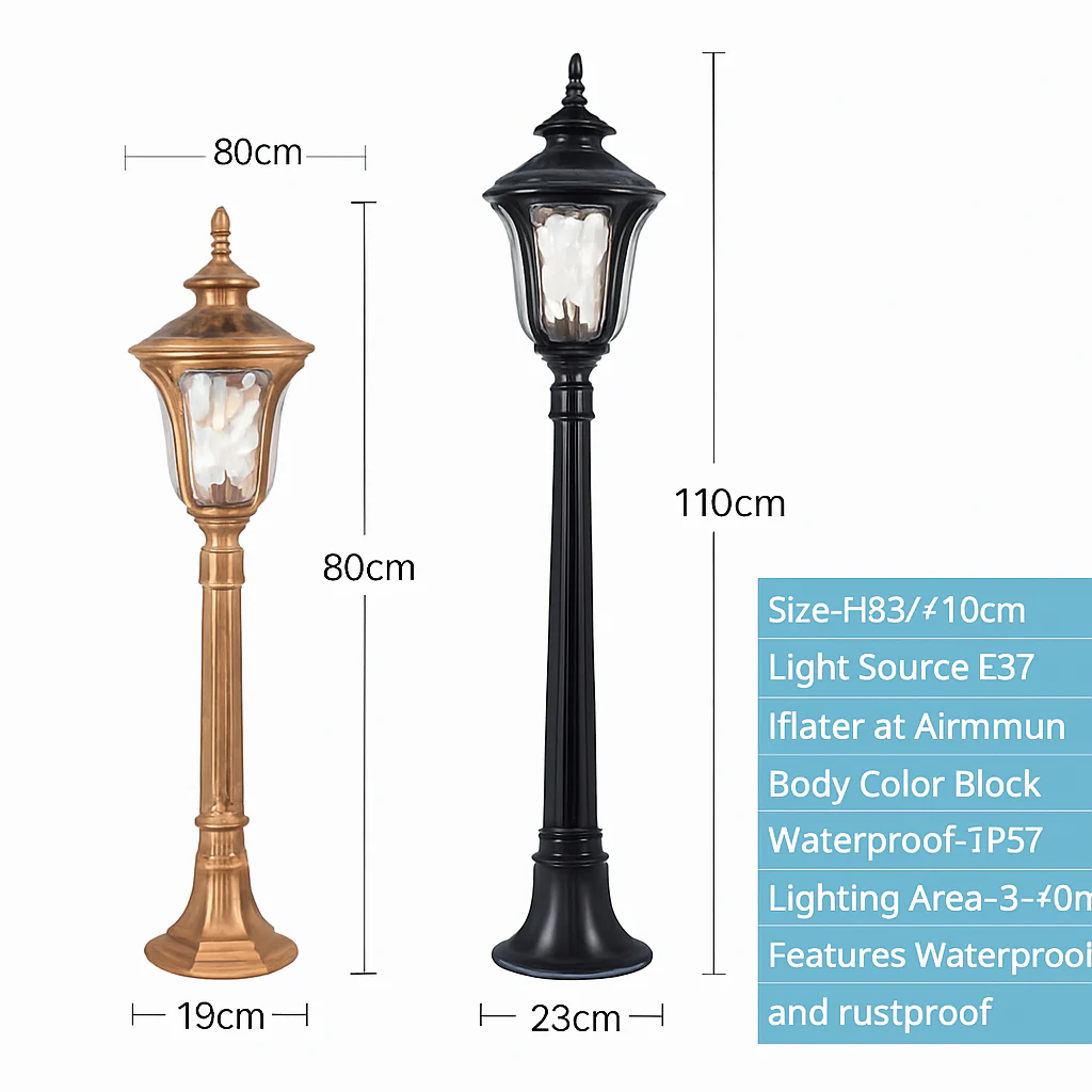 lampadaire rétro pour jardin et allées extérieures - Image 5