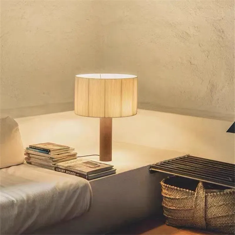 lampe à poser en bois massif style wabi sabi minimaliste - Image 2