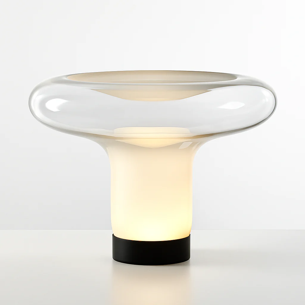lampe à poser moderne en verre design champignon pour intérieur