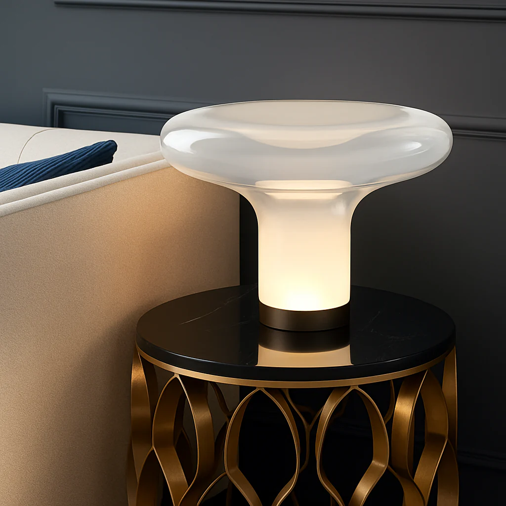 lampe à poser moderne en verre design champignon pour intérieur - Image 2