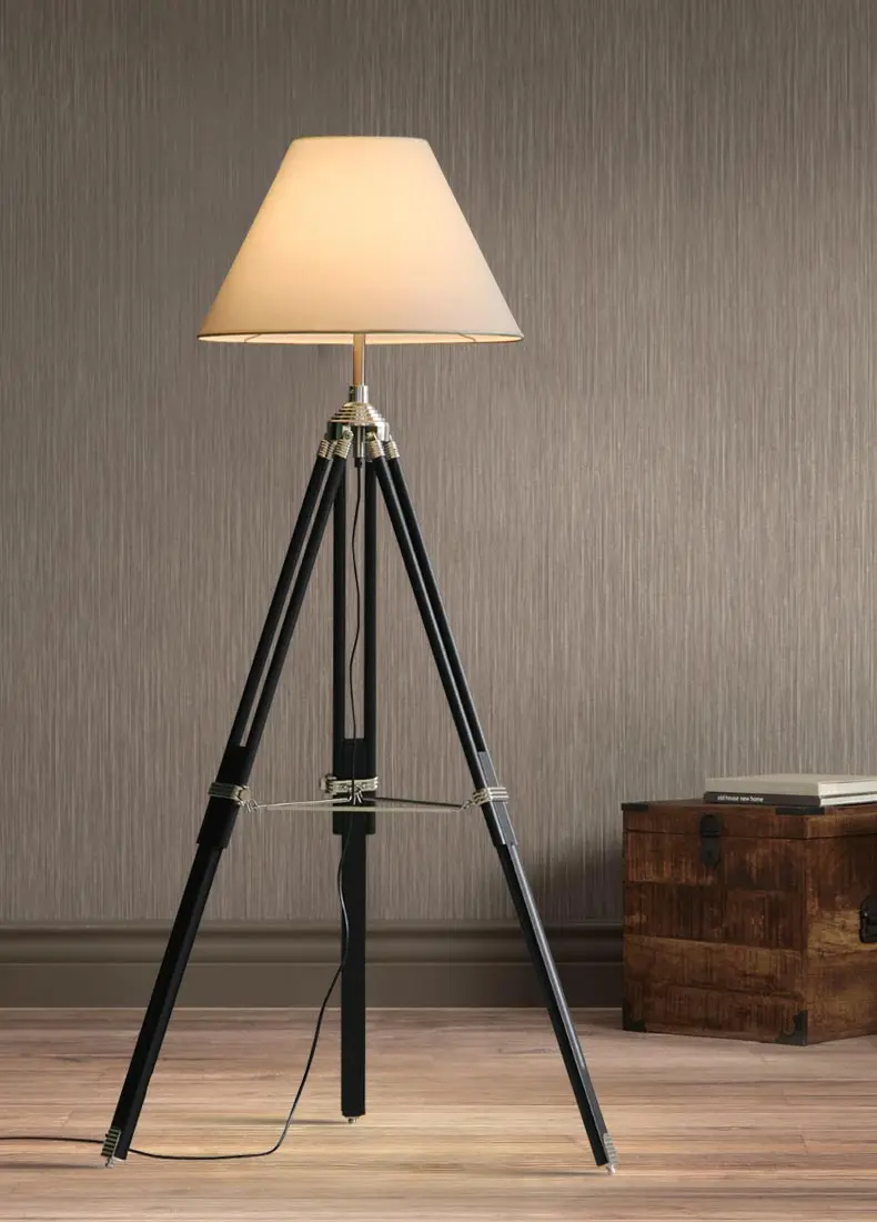 lampe à poser trépied en bois style industriel moderne - Image 9