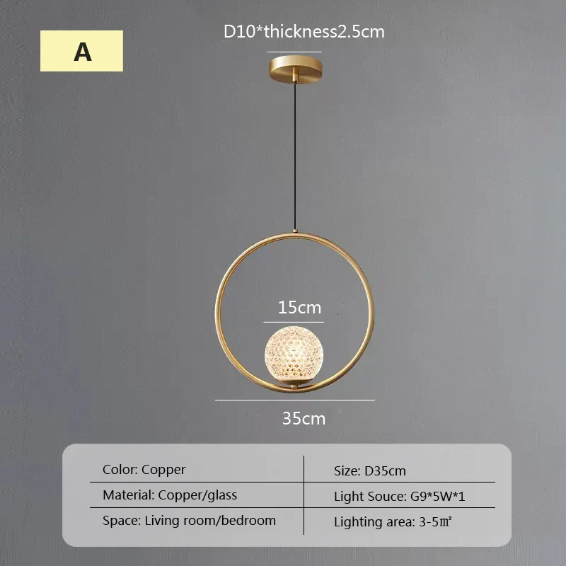 Suspension en verre nordique LED chambre lampe de chevet Lustre doré lampe suspendue Restaurant salon salle à manger Bar décor luminaires - Image 7