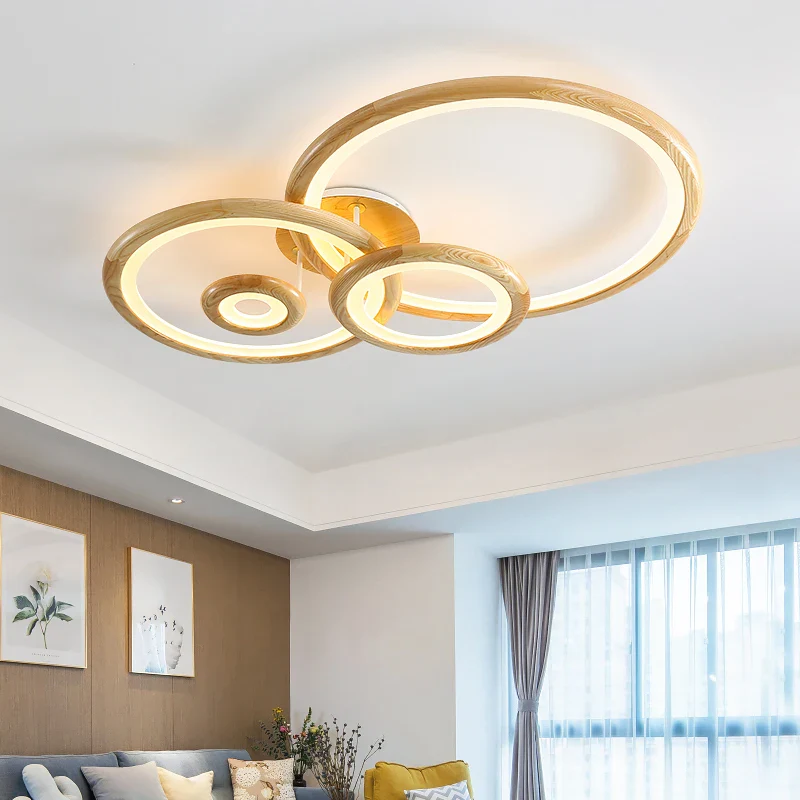 Lampe circulaire moderne en rondins pour salon - Image 2