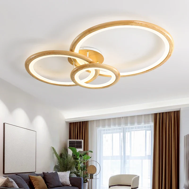 Lampe circulaire moderne en rondins pour salon - Image 3