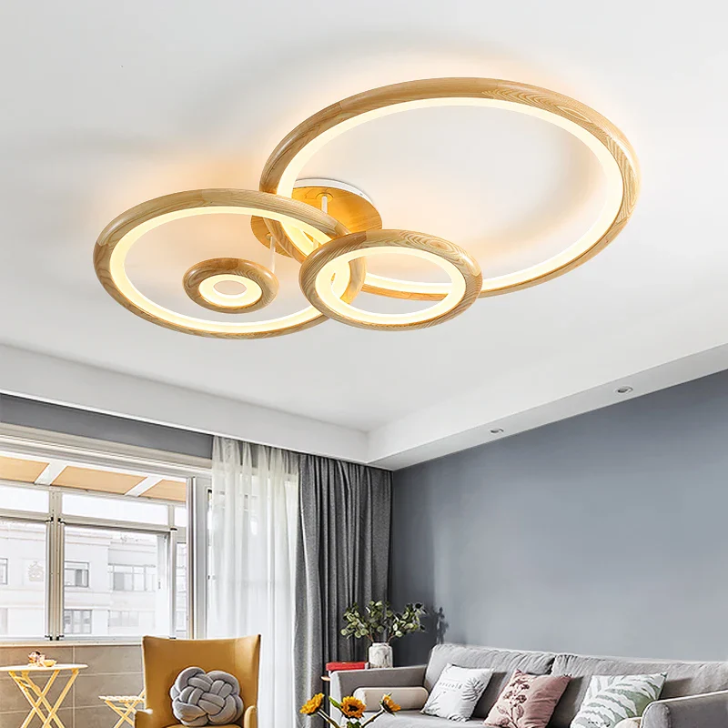 Lampe circulaire moderne en rondins pour salon - Image 4