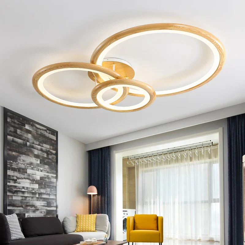 Lampe circulaire moderne en rondins pour salon - Image 5