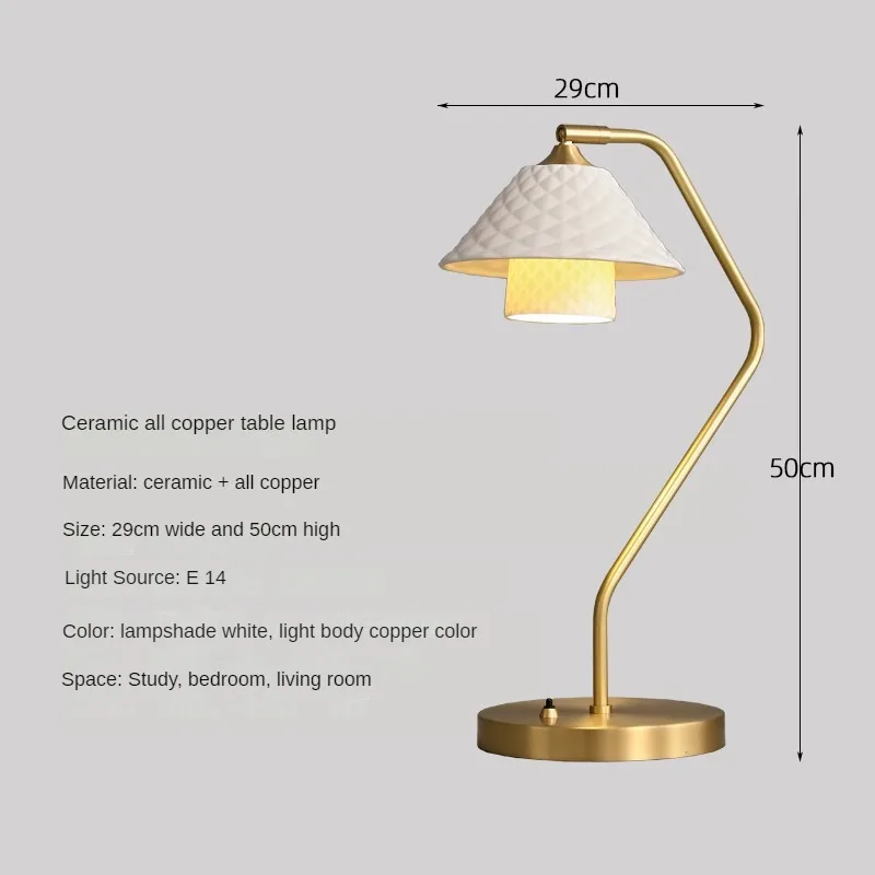 lampe de bureau en céramique cuivre avec angle réglable - Image 9