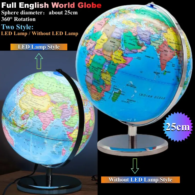 lampe de bureau globe terrestre imprimé en hd 360 degrés artisanat éducatif - Image 2