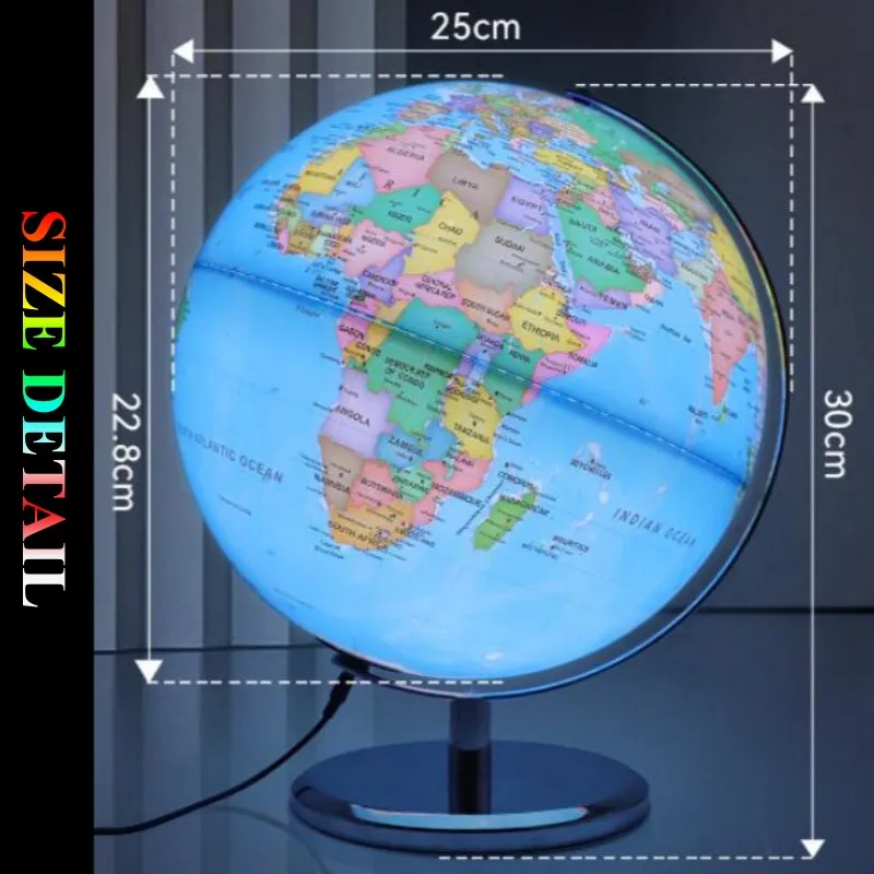lampe de bureau globe terrestre imprimé en hd 360 degrés artisanat éducatif - Image 3