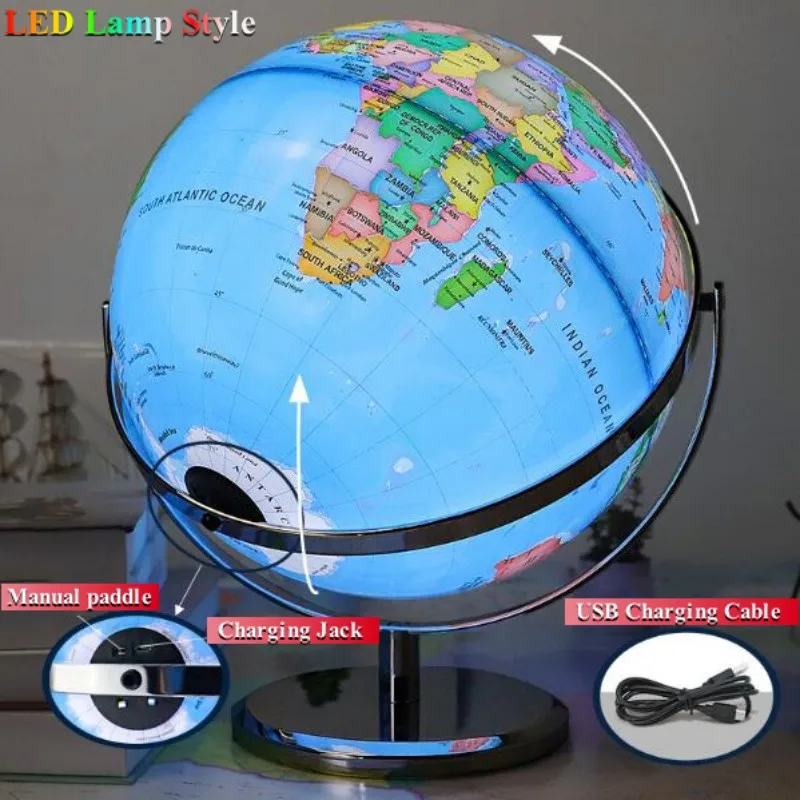 lampe de bureau globe terrestre imprimé en hd 360 degrés artisanat éducatif - Image 4