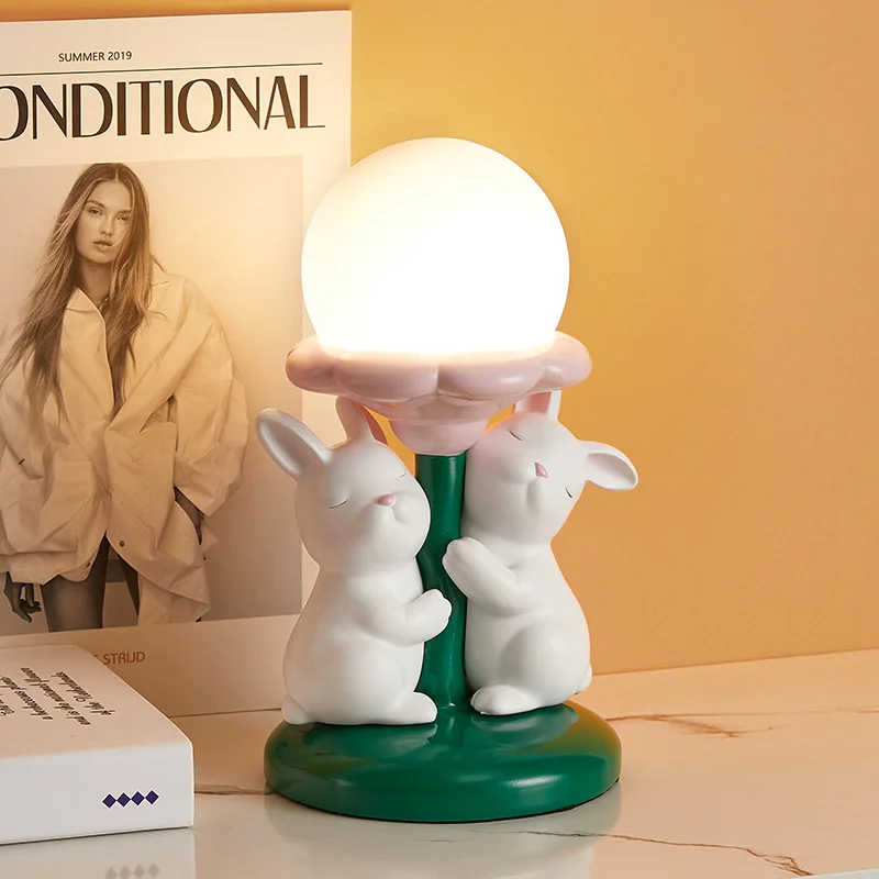 lampe de bureau kawaii lapin mignon décorative pour filles et mariages - Image 3