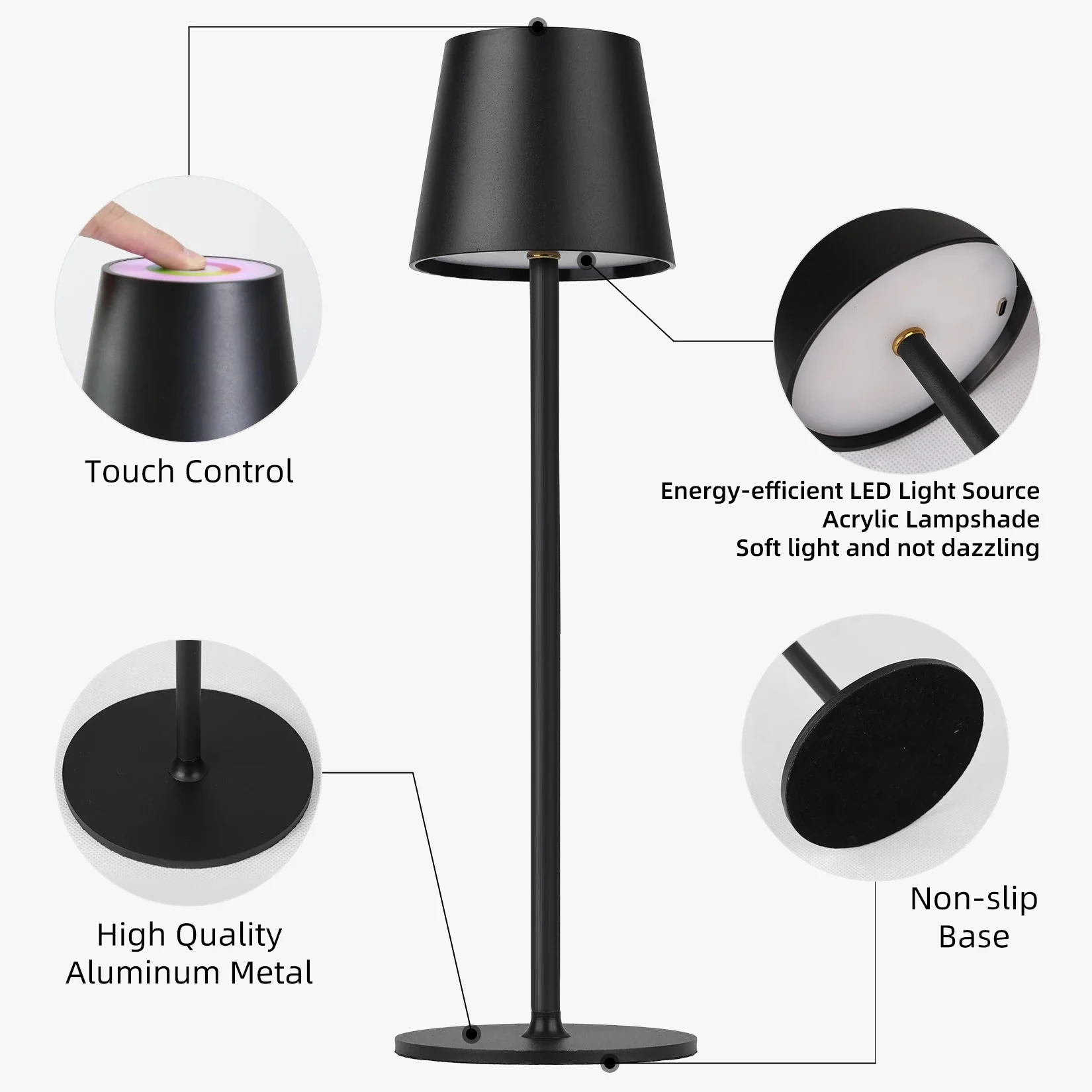 lampe de bureau led ambiance sans fil chargement usb - Image 4