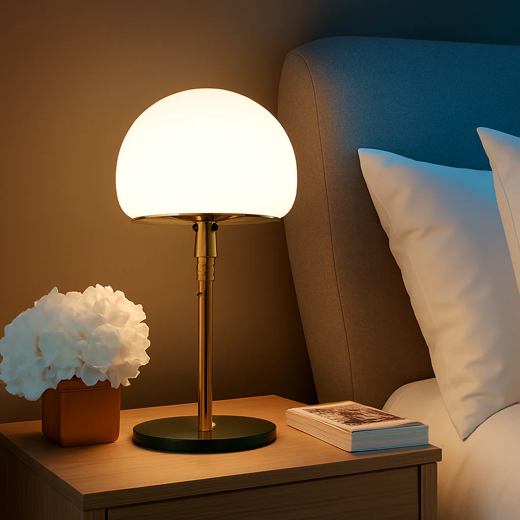 lampe de bureau led design nordique en verre et acier inoxydable - Image 3