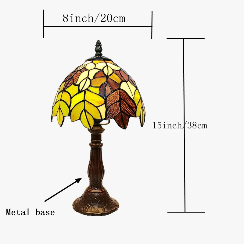 lampe de bureau tiffany en verre coloré avec support métal - Image 3