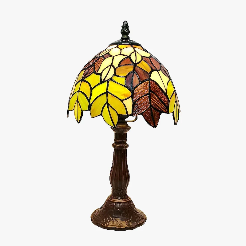 lampe de bureau tiffany en verre coloré avec support métal - Image 4