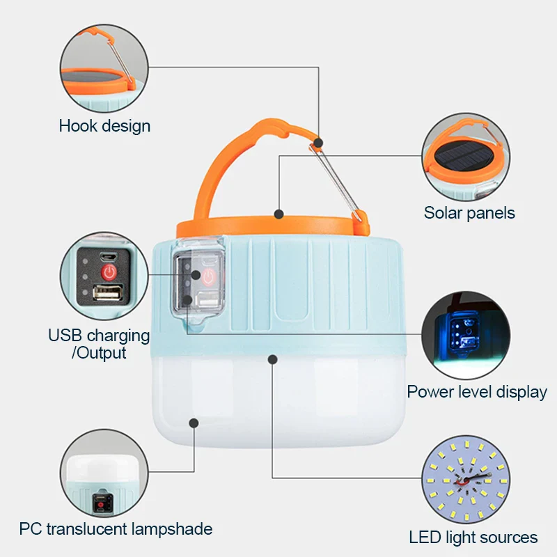lampe de camping solaire led étanche rechargeable pour activités en extérieur - Image 4