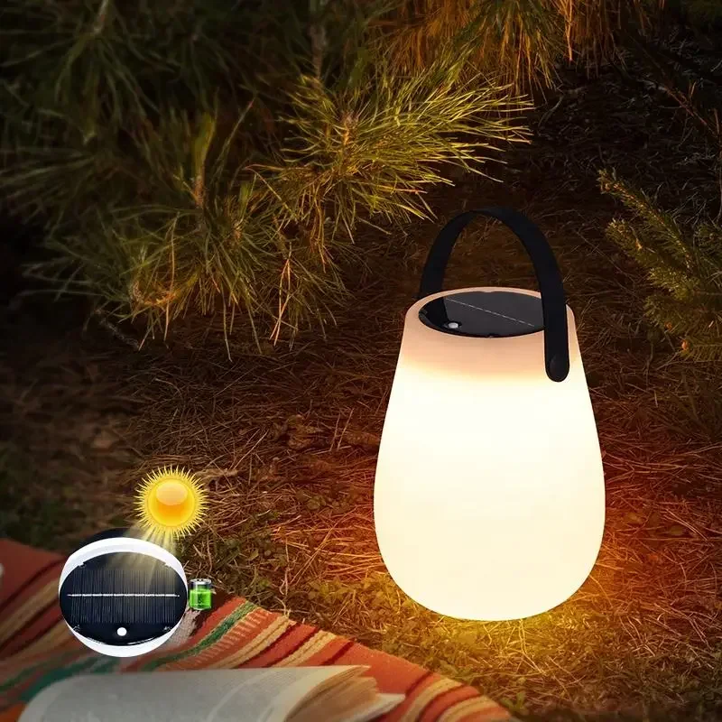 lampe de camping solaire rechargeable avec poignée en silicone - Image 4