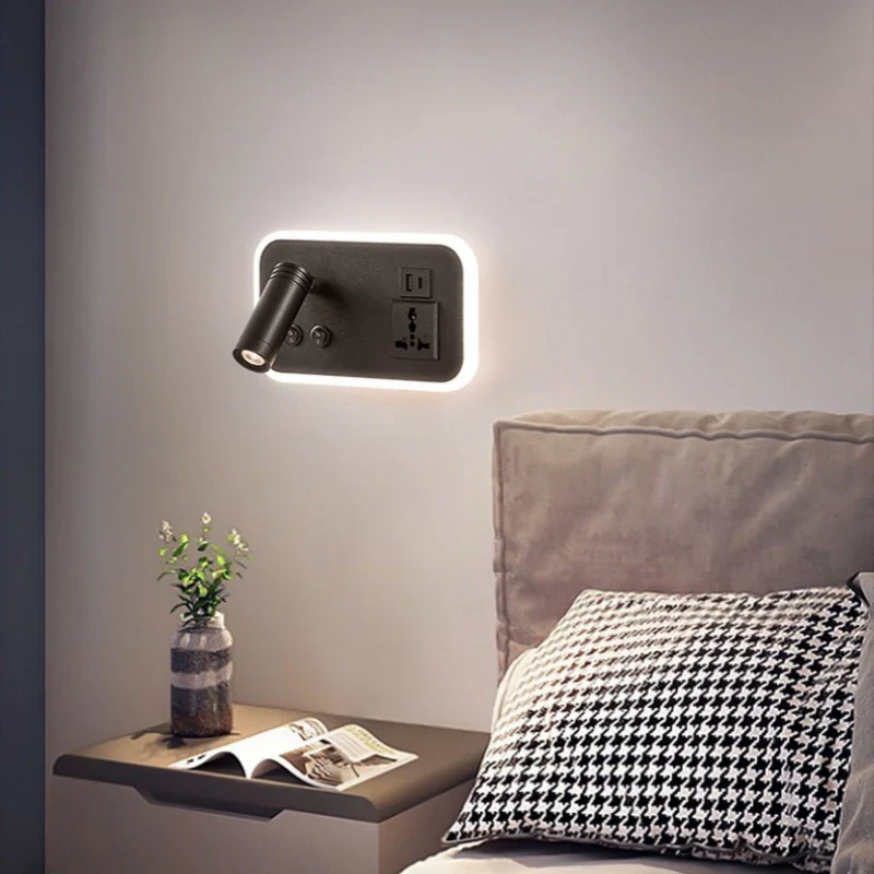 lampe de chevet murale led avec port usb et interrupteur rotatif - Image 3